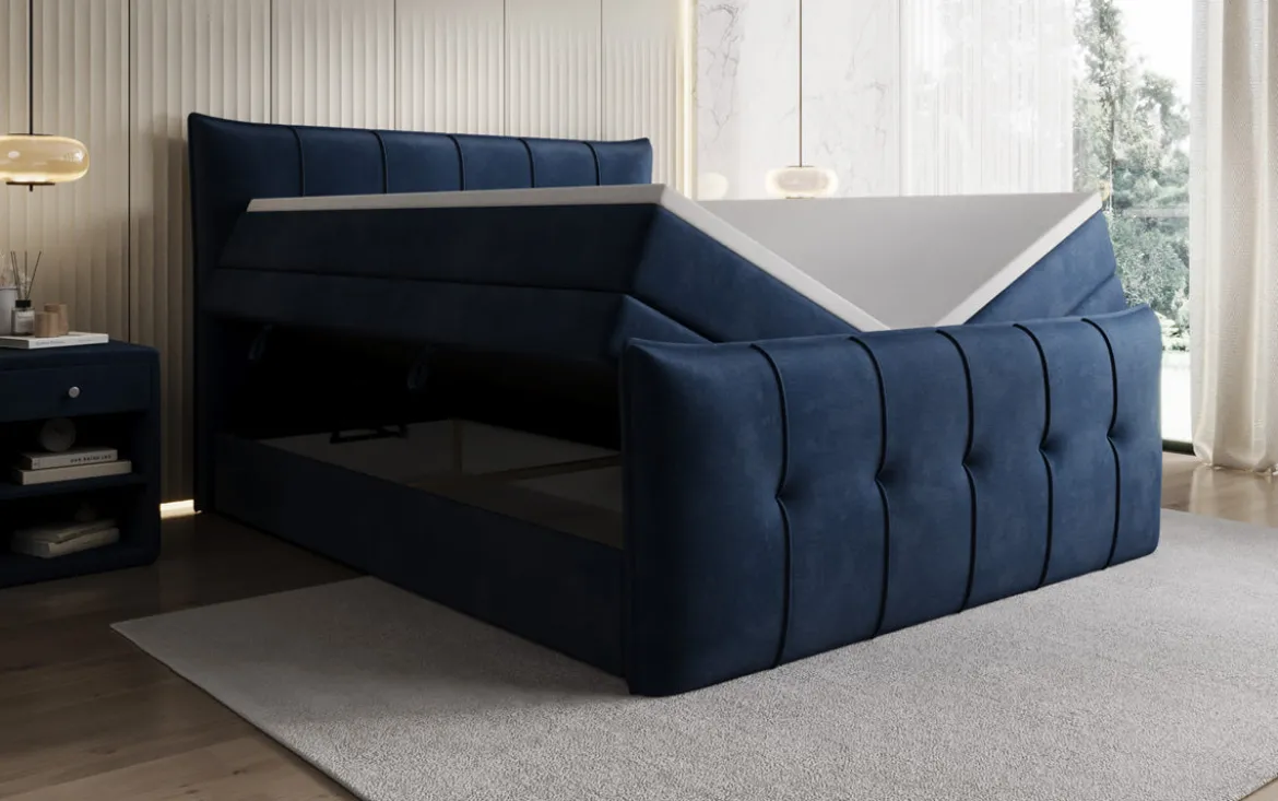 Boxspringbett Treviso mit Stauraum in Samt