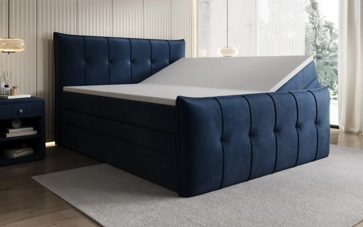 Boxspringbett Treviso mit Stauraum in Samt