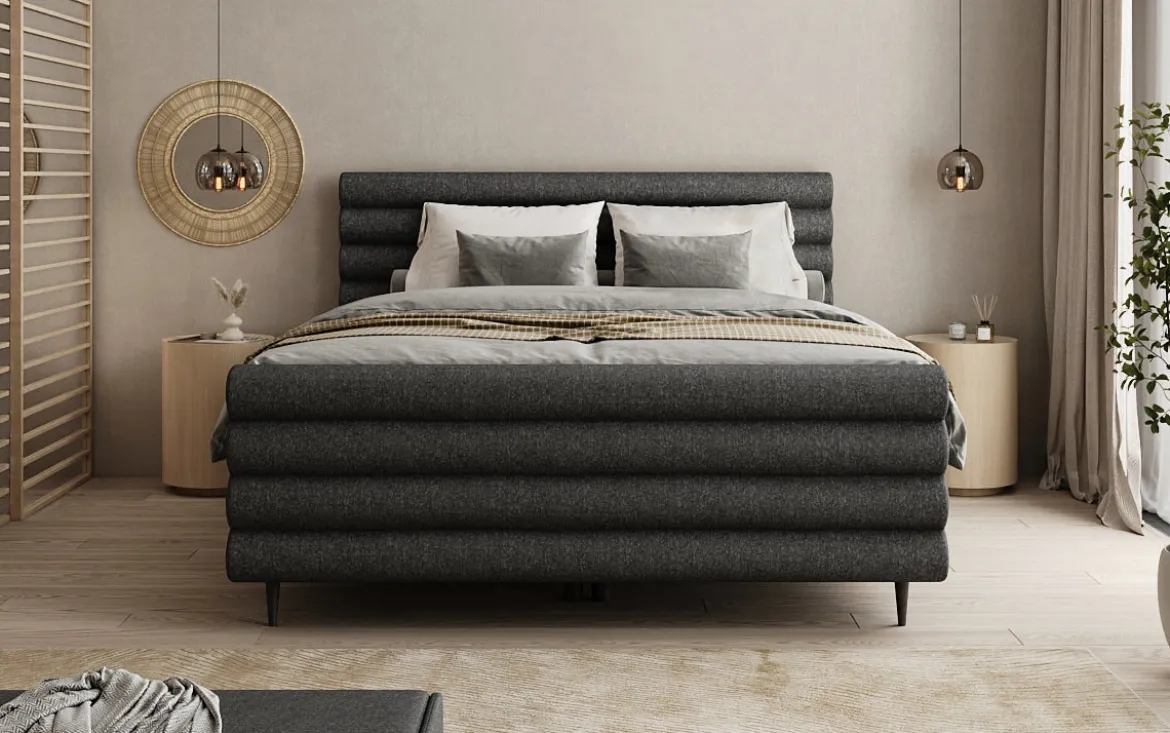 Boxspringbett Tubo in Strukturstoff mit Stauraum