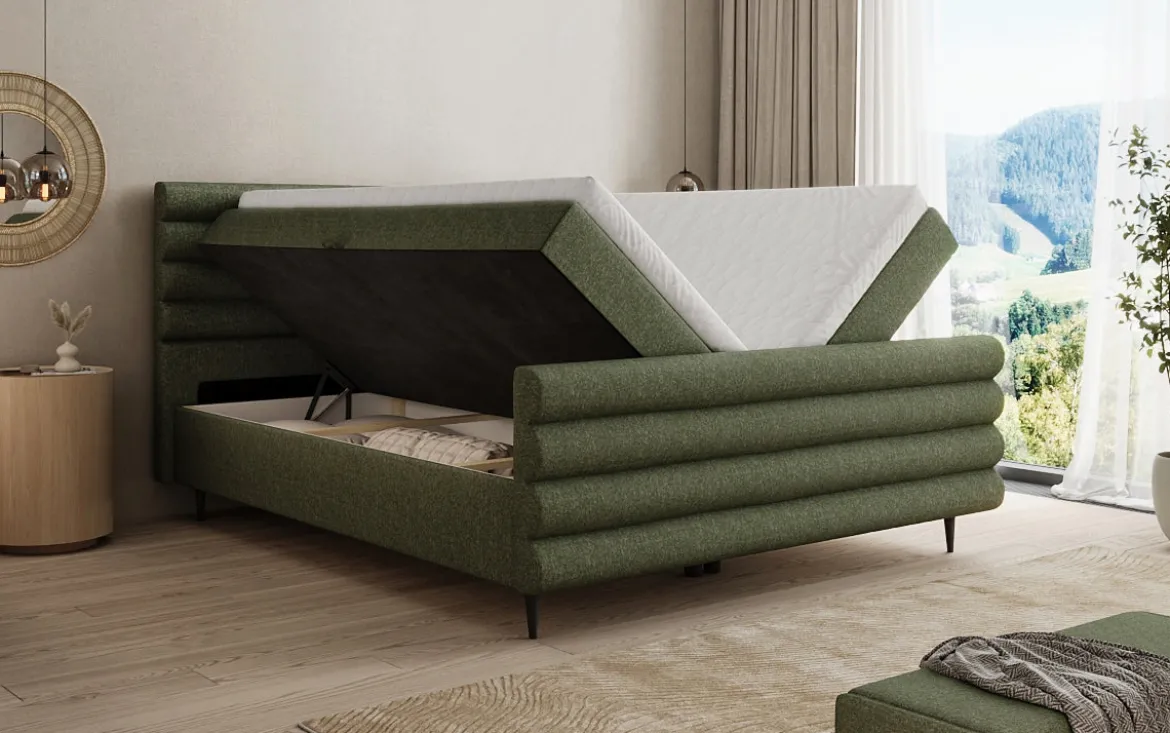 Boxspringbett Tubo in Strukturstoff mit Stauraum