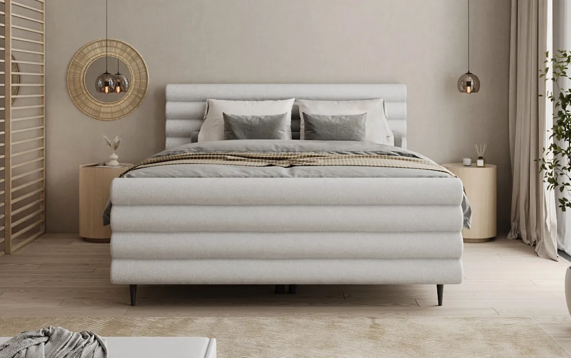 Boxspringbett Tubo in Strukturstoff mit Stauraum