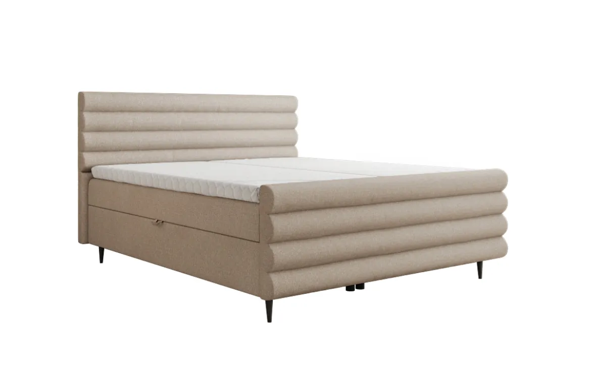 Boxspringbett Tubo in Strukturstoff mit Stauraum
