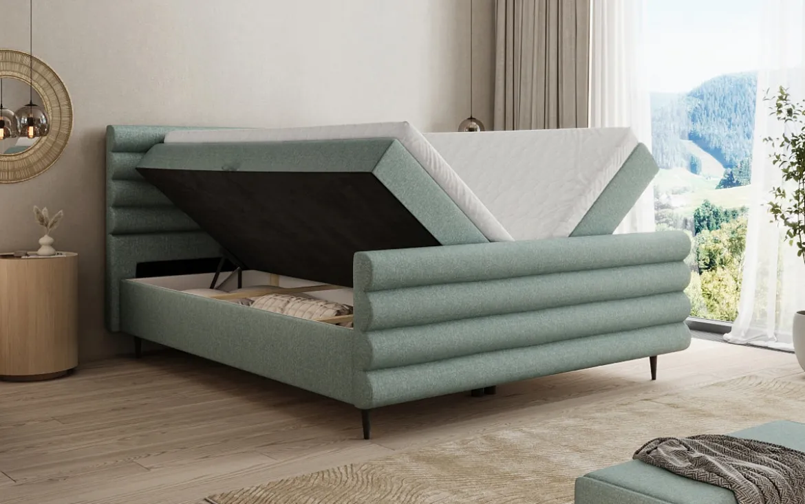 Boxspringbett Tubo in Strukturstoff mit Stauraum