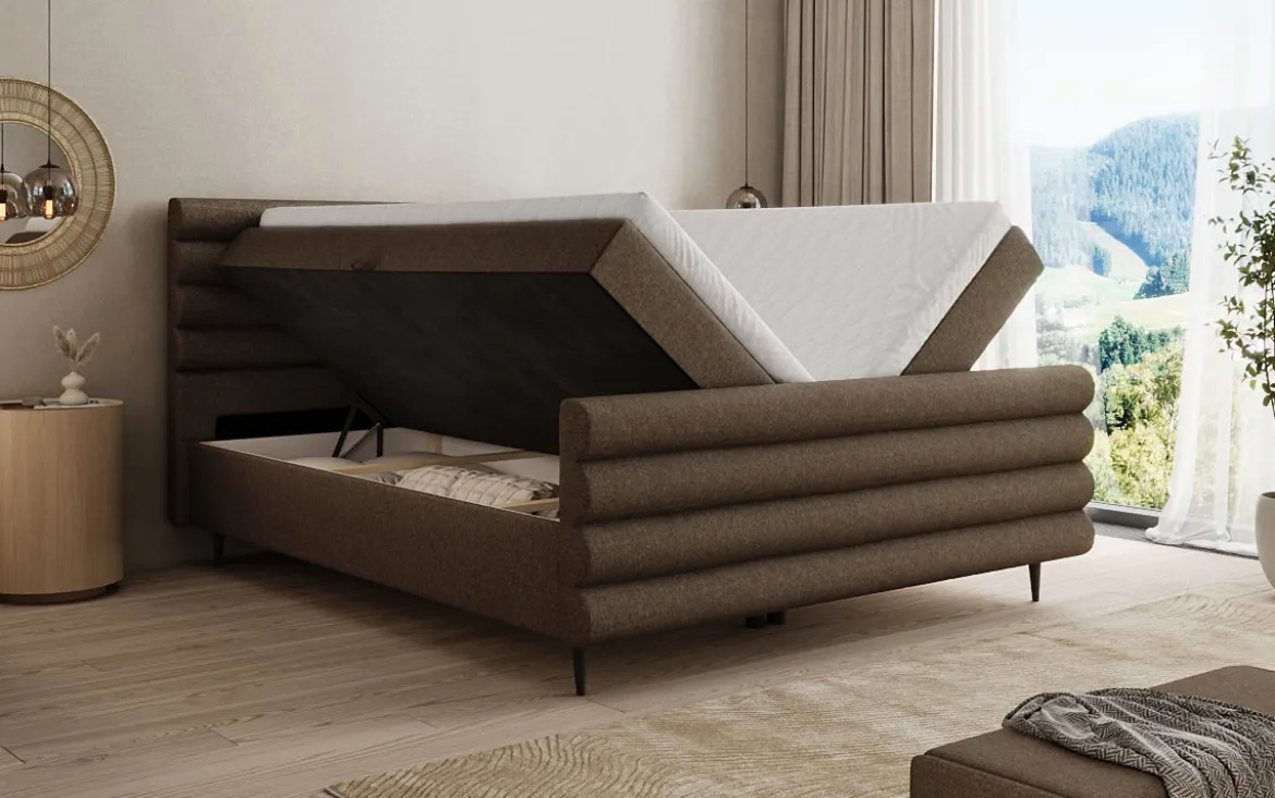 Boxspringbett Tubo in Strukturstoff mit Stauraum