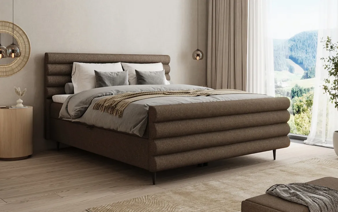 Boxspringbett Tubo in Strukturstoff mit Stauraum