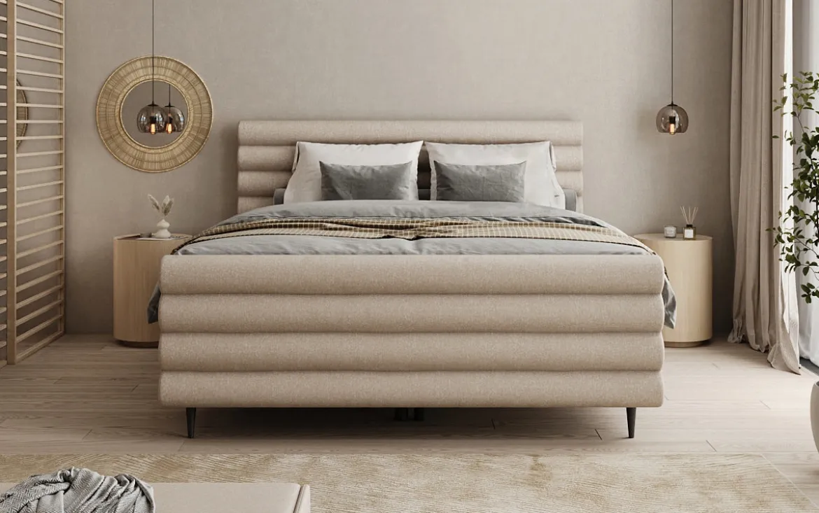 Boxspringbett Tubo in Strukturstoff mit Stauraum
