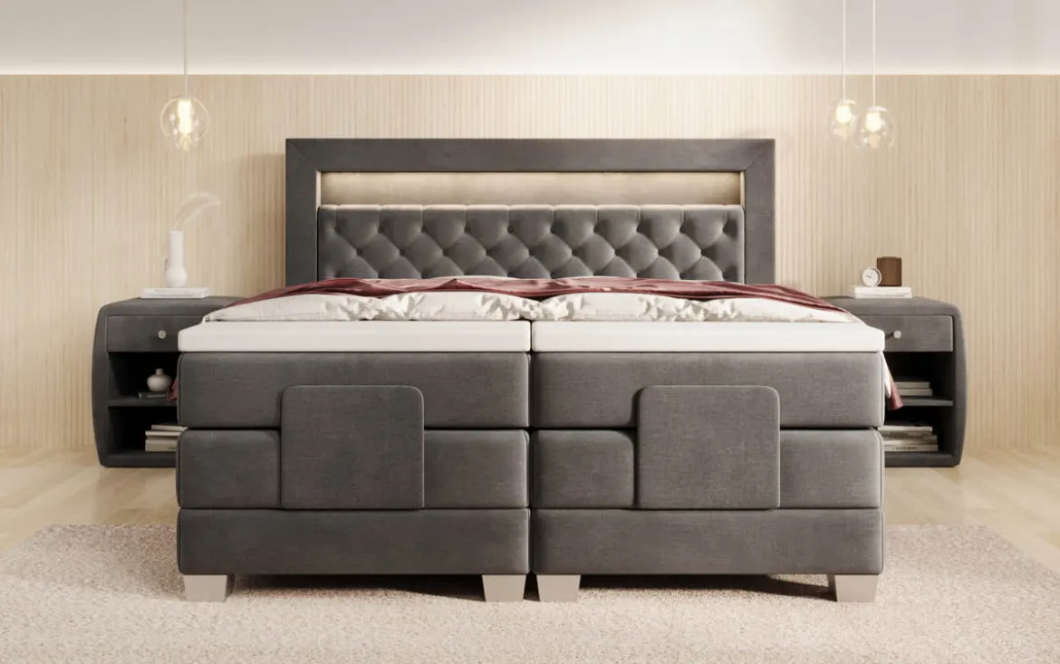 Boxspringbett Velora Samt elektrisch verstellbar mit LED