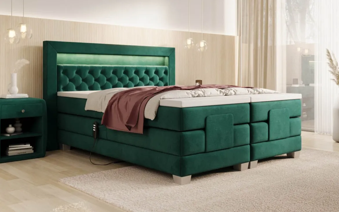 Boxspringbett Velora Samt elektrisch verstellbar mit LED