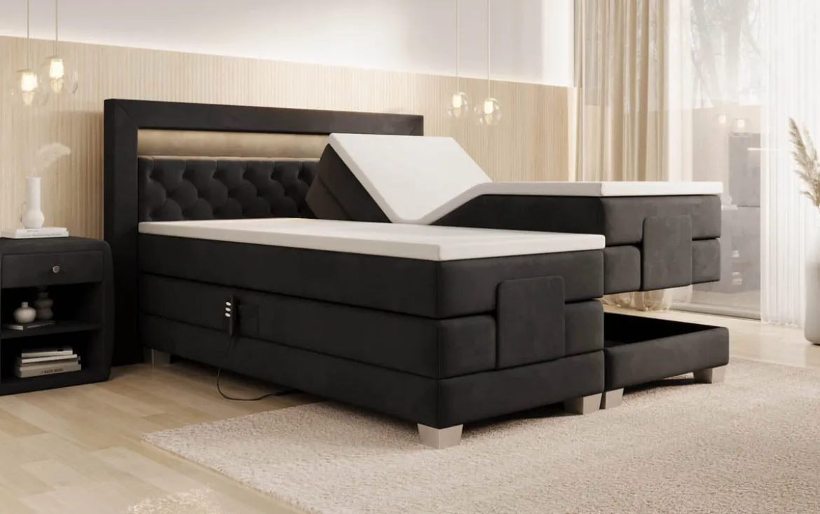 Boxspringbett Velora Samt elektrisch verstellbar mit LED