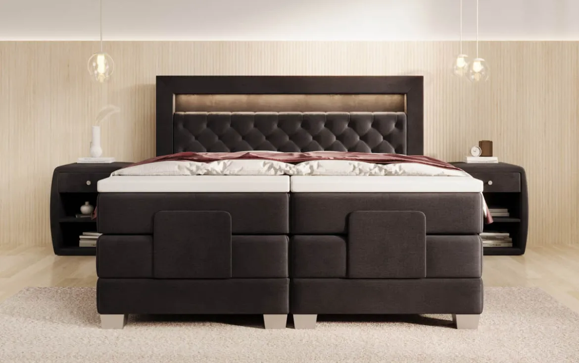 Boxspringbett Velora Samt elektrisch verstellbar mit LED