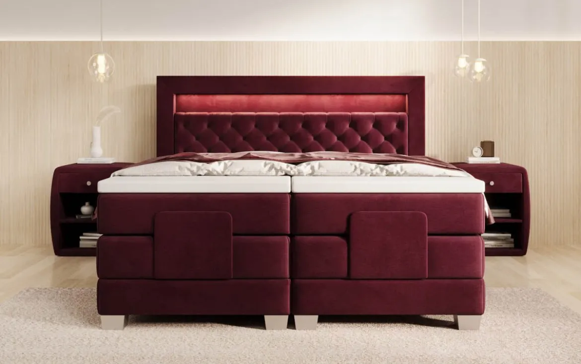 Boxspringbett Velora Samt elektrisch verstellbar mit LED