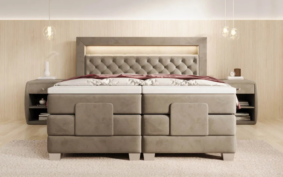 Boxspringbett Velora Samt elektrisch verstellbar mit LED