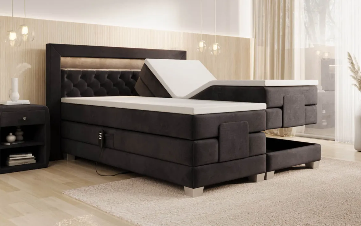 Boxspringbett Velora Samt elektrisch verstellbar mit LED