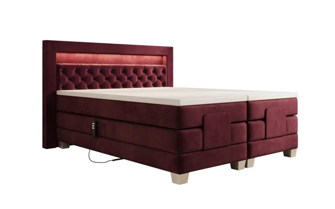 Boxspringbett Velora Samt elektrisch verstellbar mit LED
