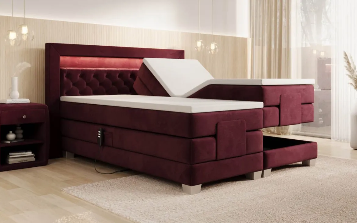 Boxspringbett Velora Samt elektrisch verstellbar mit LED