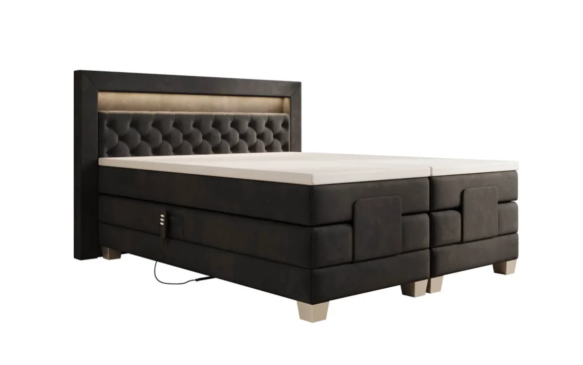 Boxspringbett Velora Samt elektrisch verstellbar mit LED