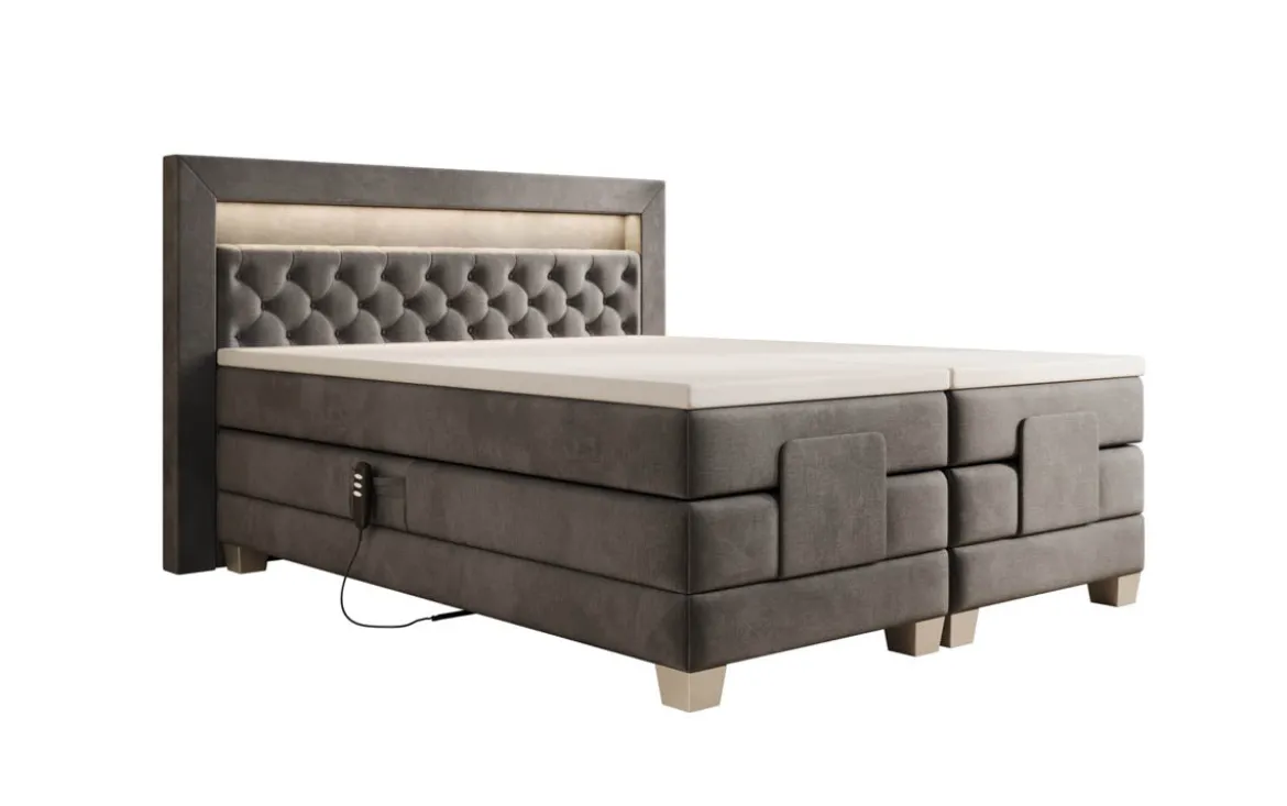 Boxspringbett Velora Samt elektrisch verstellbar mit LED