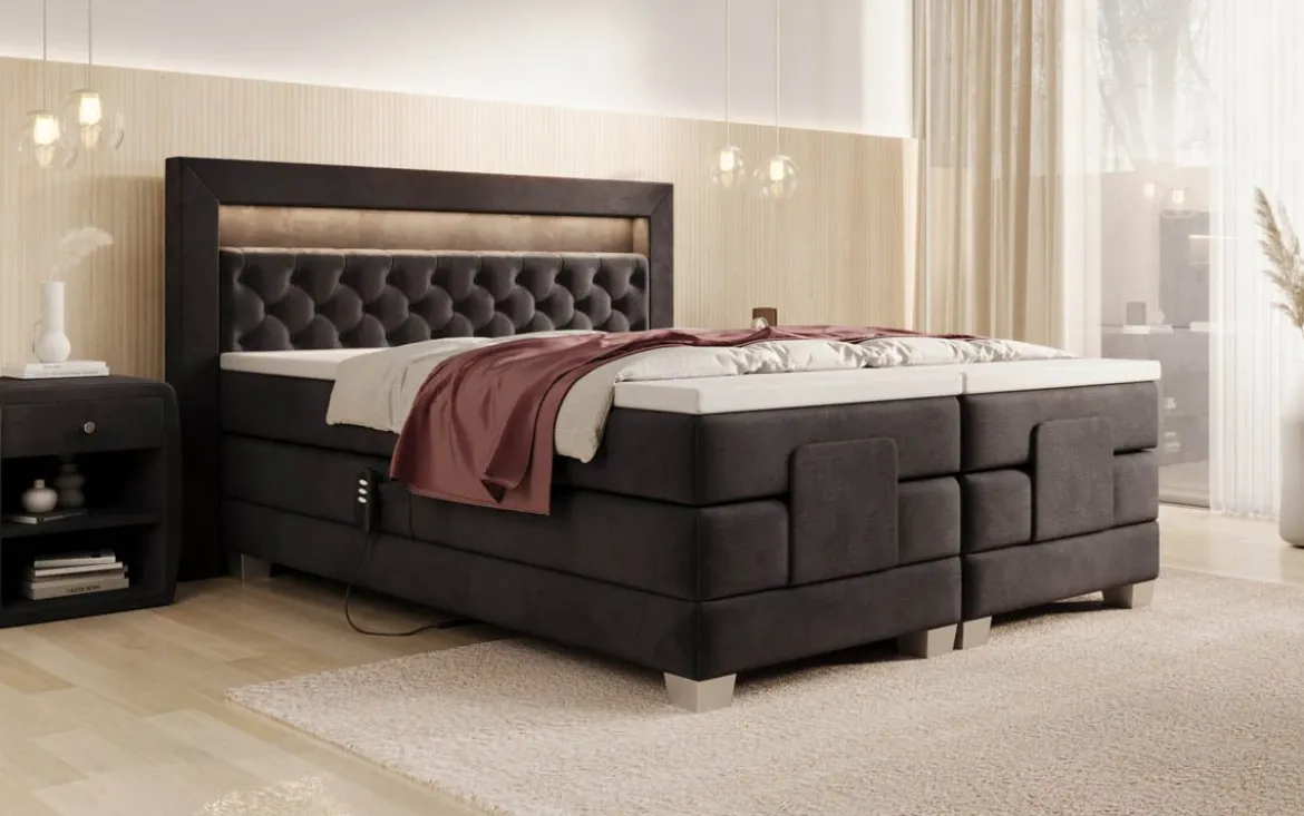 Boxspringbett Velora Samt elektrisch verstellbar mit LED