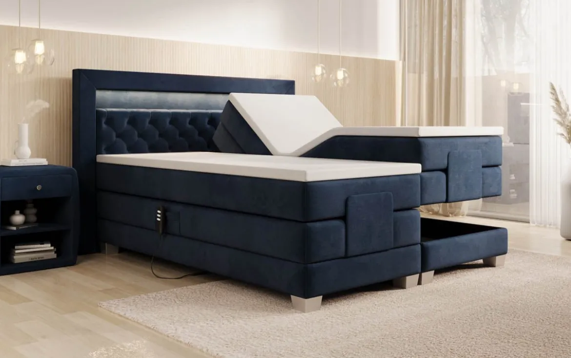 Boxspringbett Velora Samt elektrisch verstellbar mit LED
