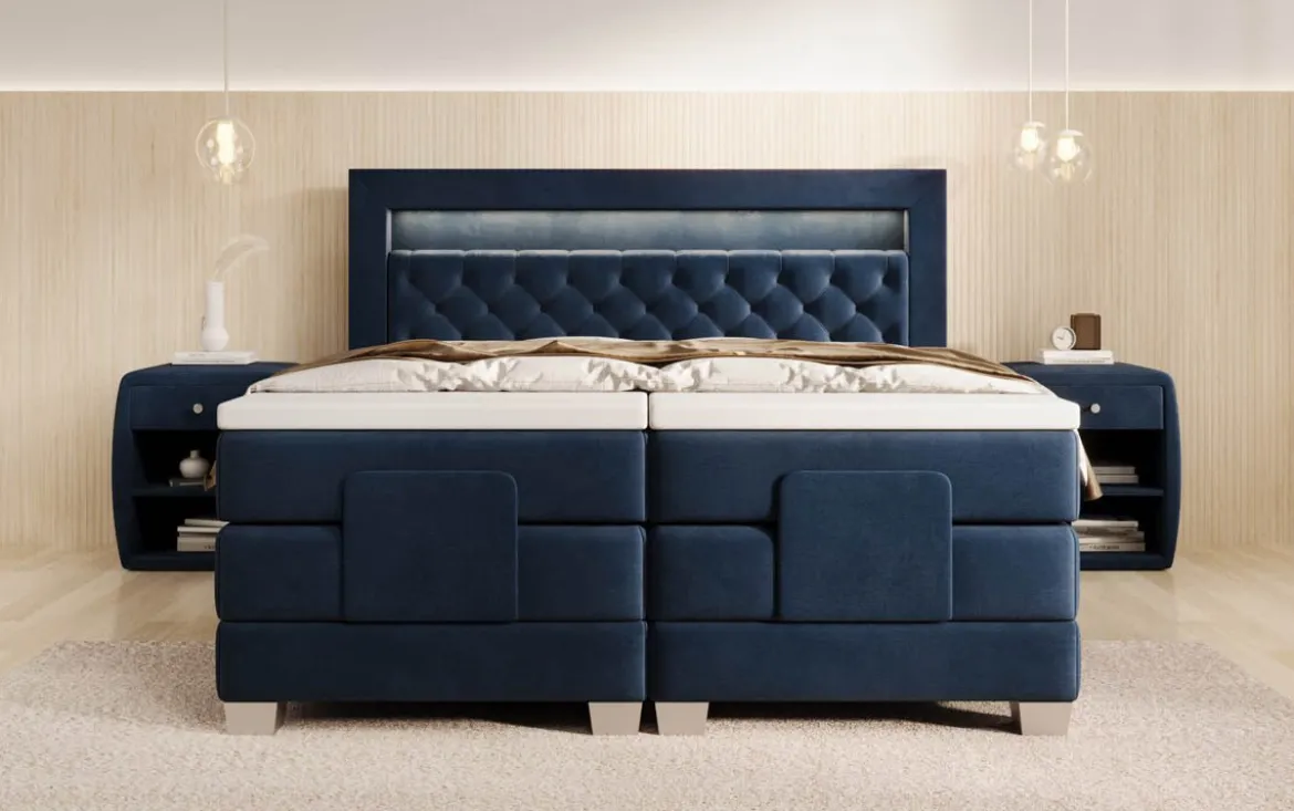 Boxspringbett Velora Samt elektrisch verstellbar mit LED