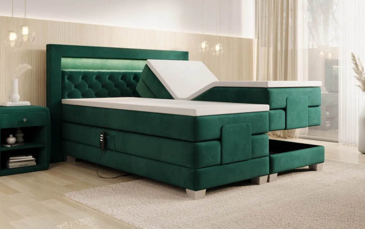 Boxspringbett Velora Samt elektrisch verstellbar mit LED