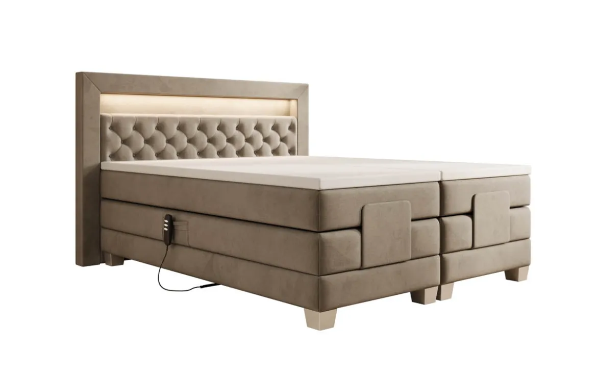 Boxspringbett Velora Samt elektrisch verstellbar mit LED