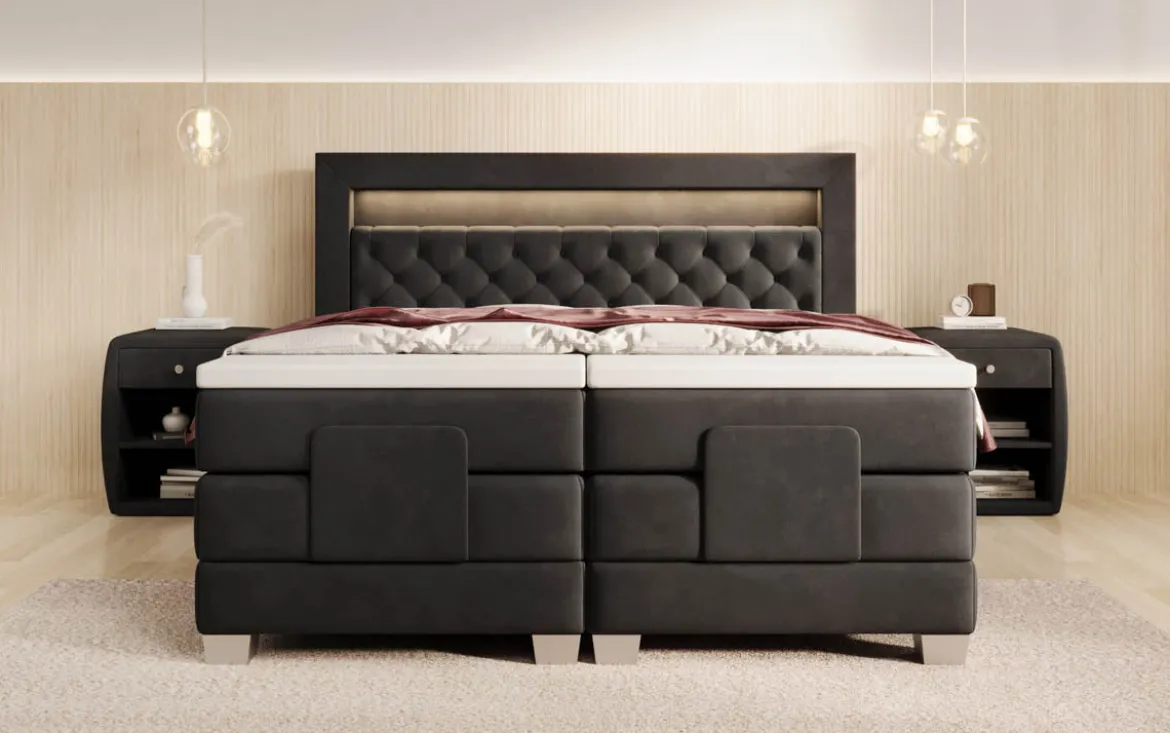 Boxspringbett Velora Samt elektrisch verstellbar mit LED