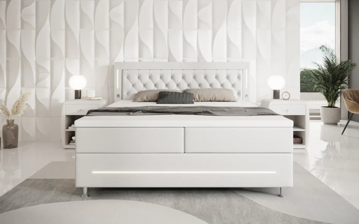 Boxspringbett Verdino mit RGB, USB und Stauraum