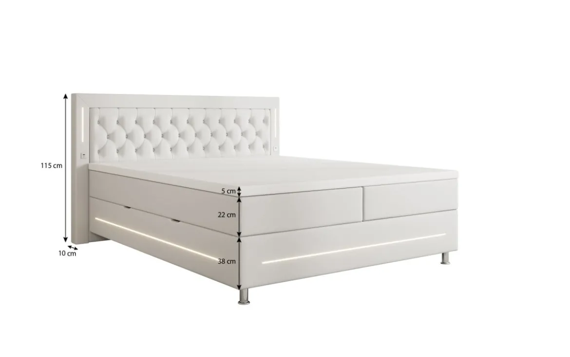 Boxspringbett Verdino mit RGB, USB und Stauraum
