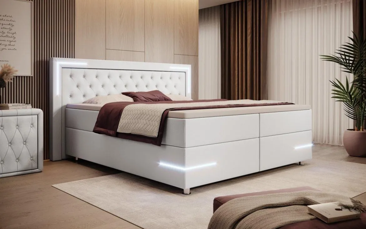 Boxspringbett Verona mit LED (Kunstleder)