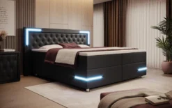 Boxspringbett Verona mit LED (Kunstleder)