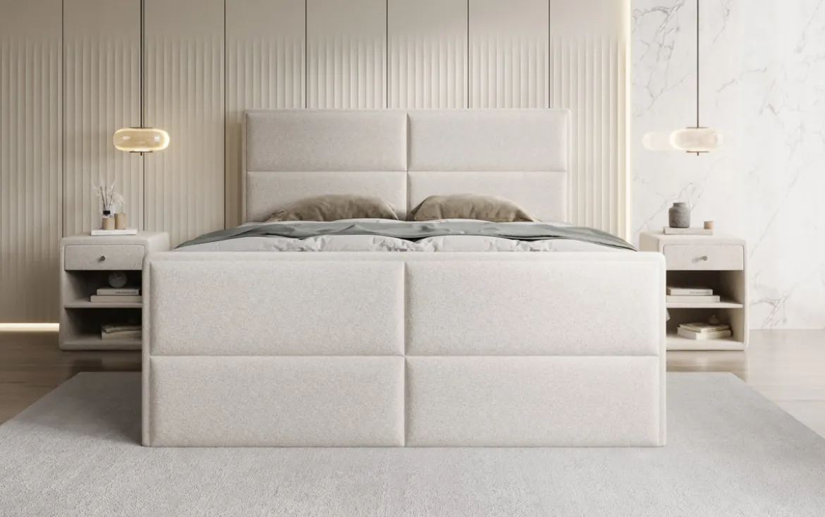 Boxspringbett Viola in Strukturstoff mit Stauraum