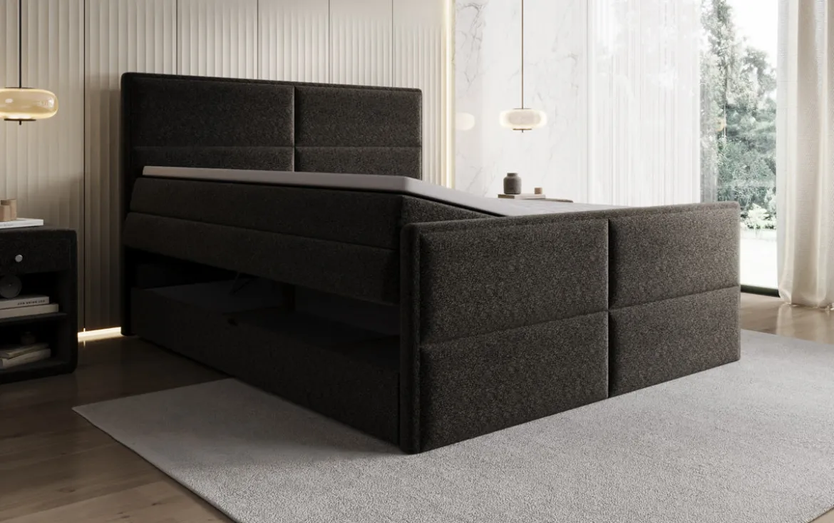 Boxspringbett Viola in Strukturstoff mit Stauraum