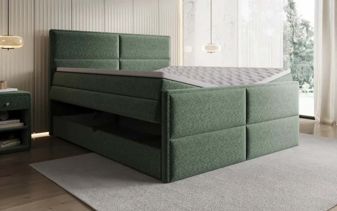 Boxspringbett Viola in Strukturstoff mit Stauraum