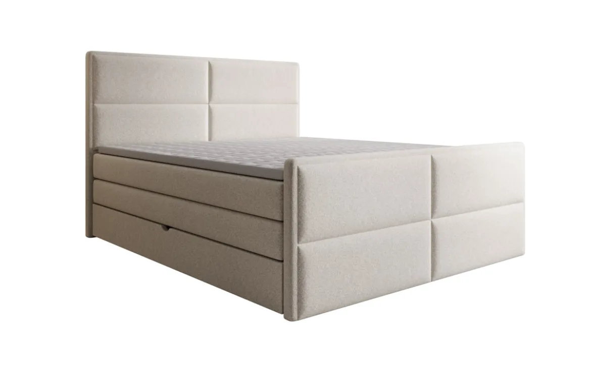 Boxspringbett Viola in Strukturstoff mit Stauraum