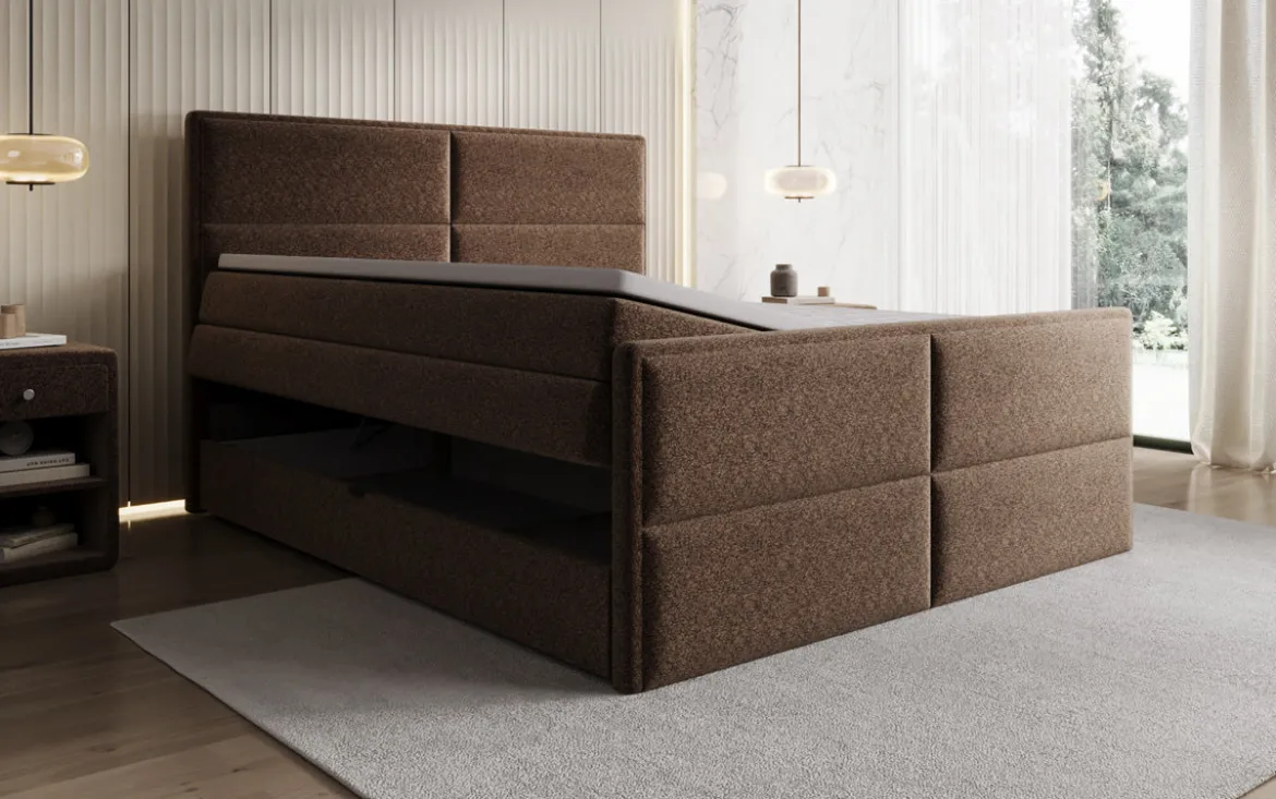 Boxspringbett Viola in Strukturstoff mit Stauraum