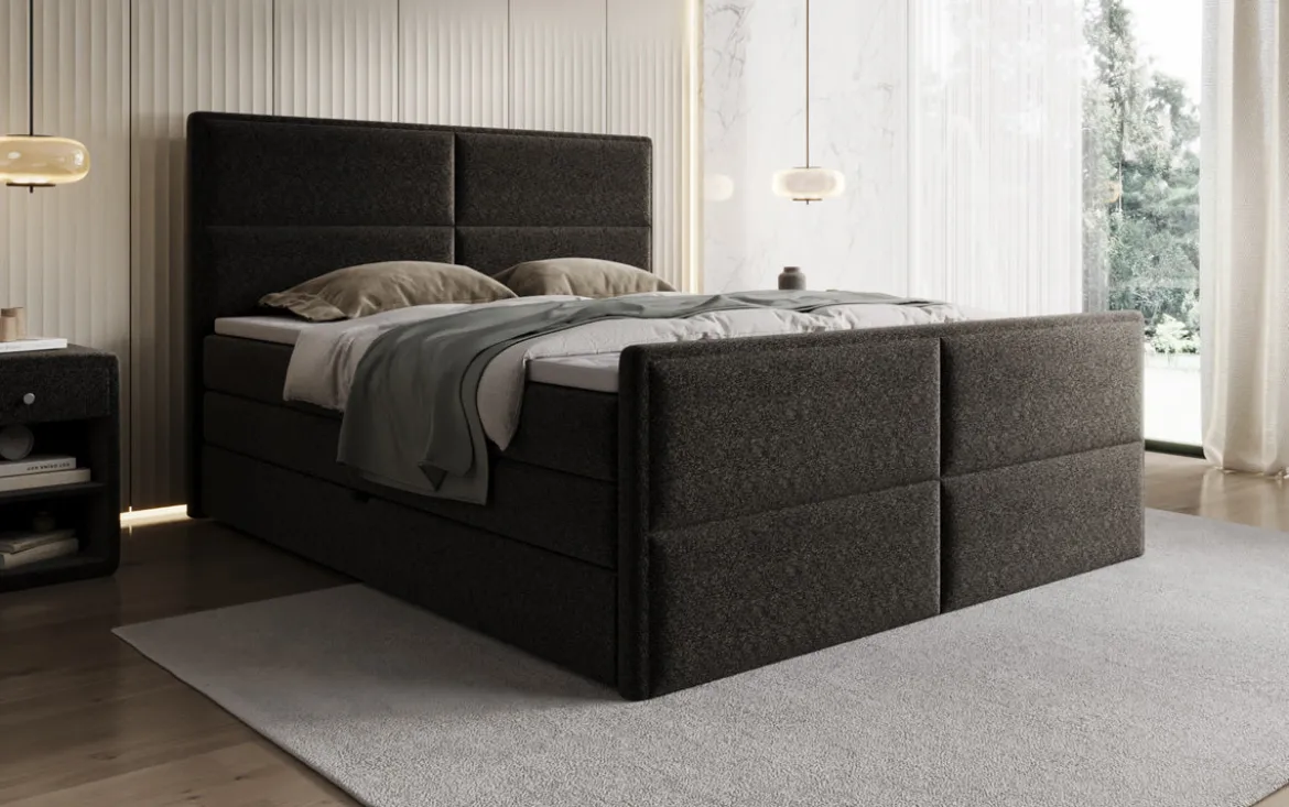 Boxspringbett Viola in Strukturstoff mit Stauraum