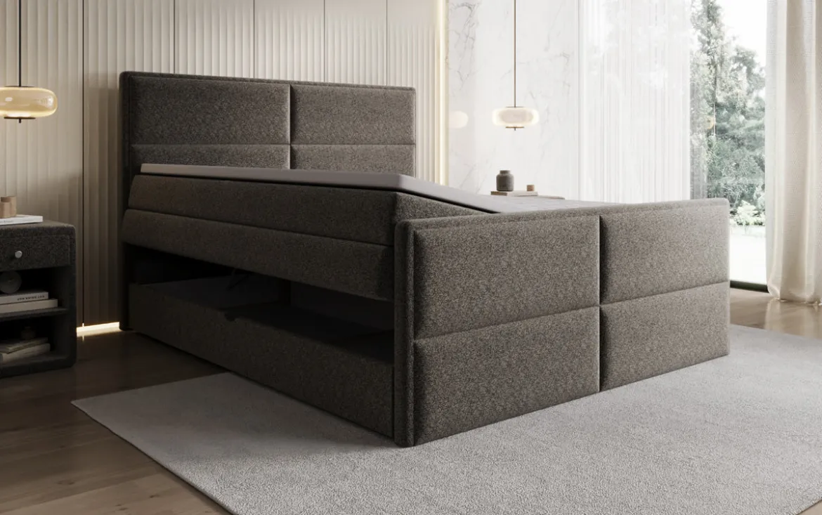 Boxspringbett Viola in Strukturstoff mit Stauraum