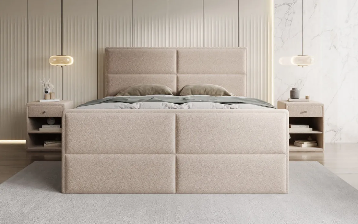Boxspringbett Viola in Strukturstoff mit Stauraum