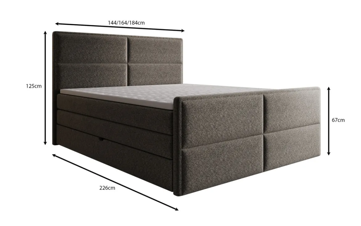 Boxspringbett Viola in Strukturstoff mit Stauraum