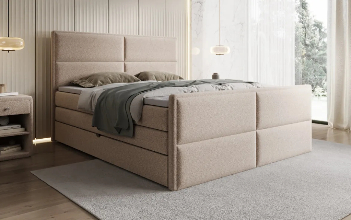 Boxspringbett Viola in Strukturstoff mit Stauraum