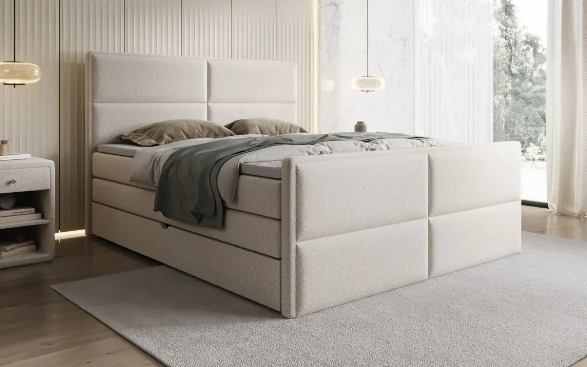 Boxspringbett Viola in Strukturstoff mit Stauraum