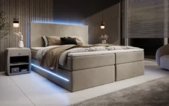 Boxspringbett Voyage mit LED u. Stauraum in Samt