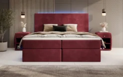 Boxspringbett Voyage mit LED u. Stauraum in Samt