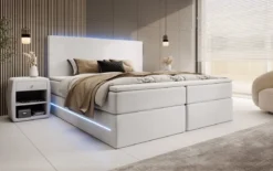 Boxspringbett Voyage mit LED u. Stauraum in Samt