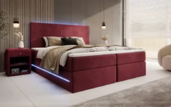Boxspringbett Voyage mit LED u. Stauraum in Samt
