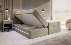 Boxspringbett Voyage mit LED u. Stauraum in Samt