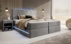 Boxspringbett Voyage mit LED u. Stauraum in Samt