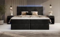 Boxspringbett Voyage mit LED u. Stauraum in Samt