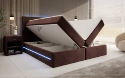 Boxspringbett Voyage mit LED u. Stauraum in Samt